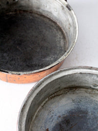 antique copper saute pans pair