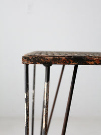 mid-century hairpin leg iron table