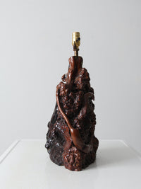 mid-century burl wood lamp