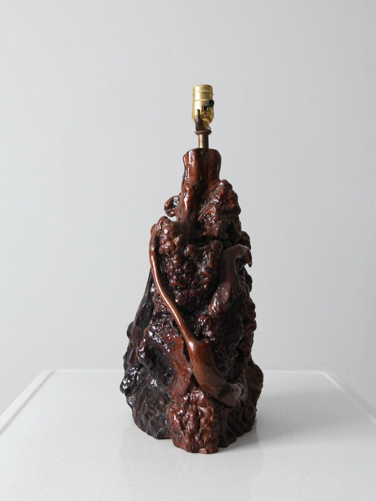 mid-century burl wood lamp