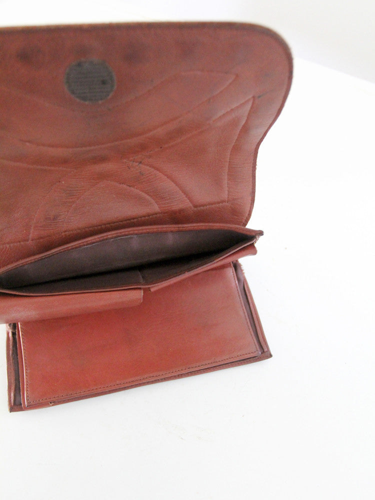 vintage 70s leather wallet clutch