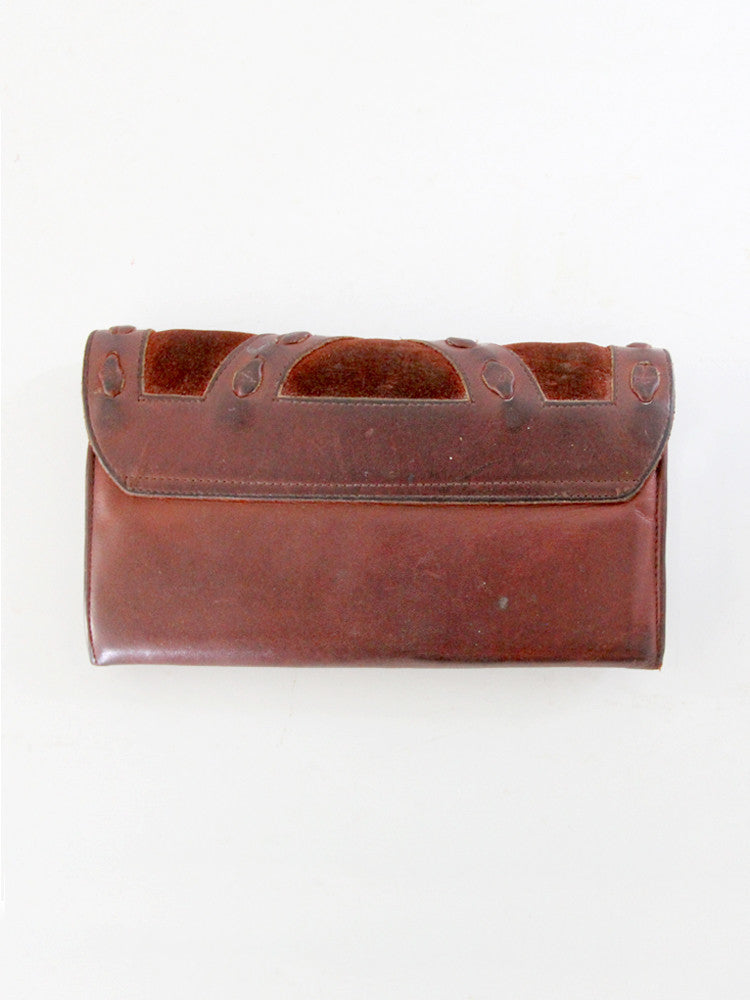vintage 70s leather wallet clutch