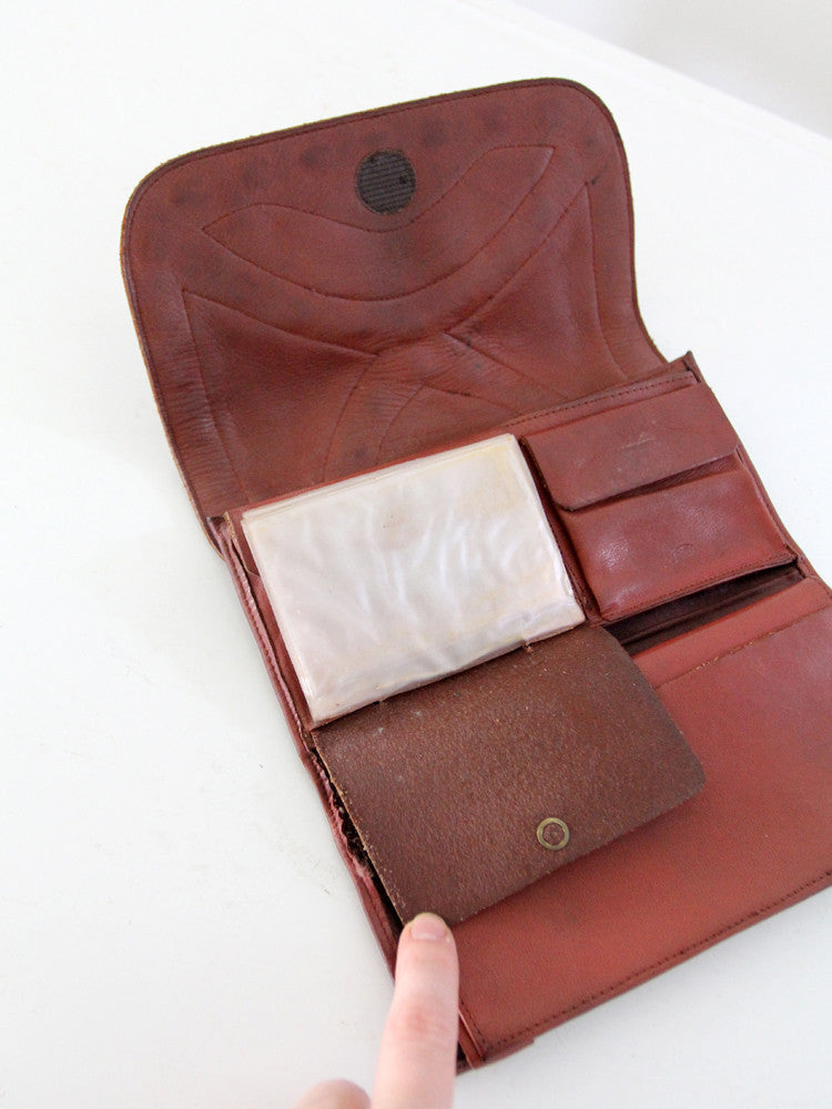 vintage 70s leather wallet clutch