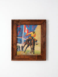 vintage oil painting of rodeo scene