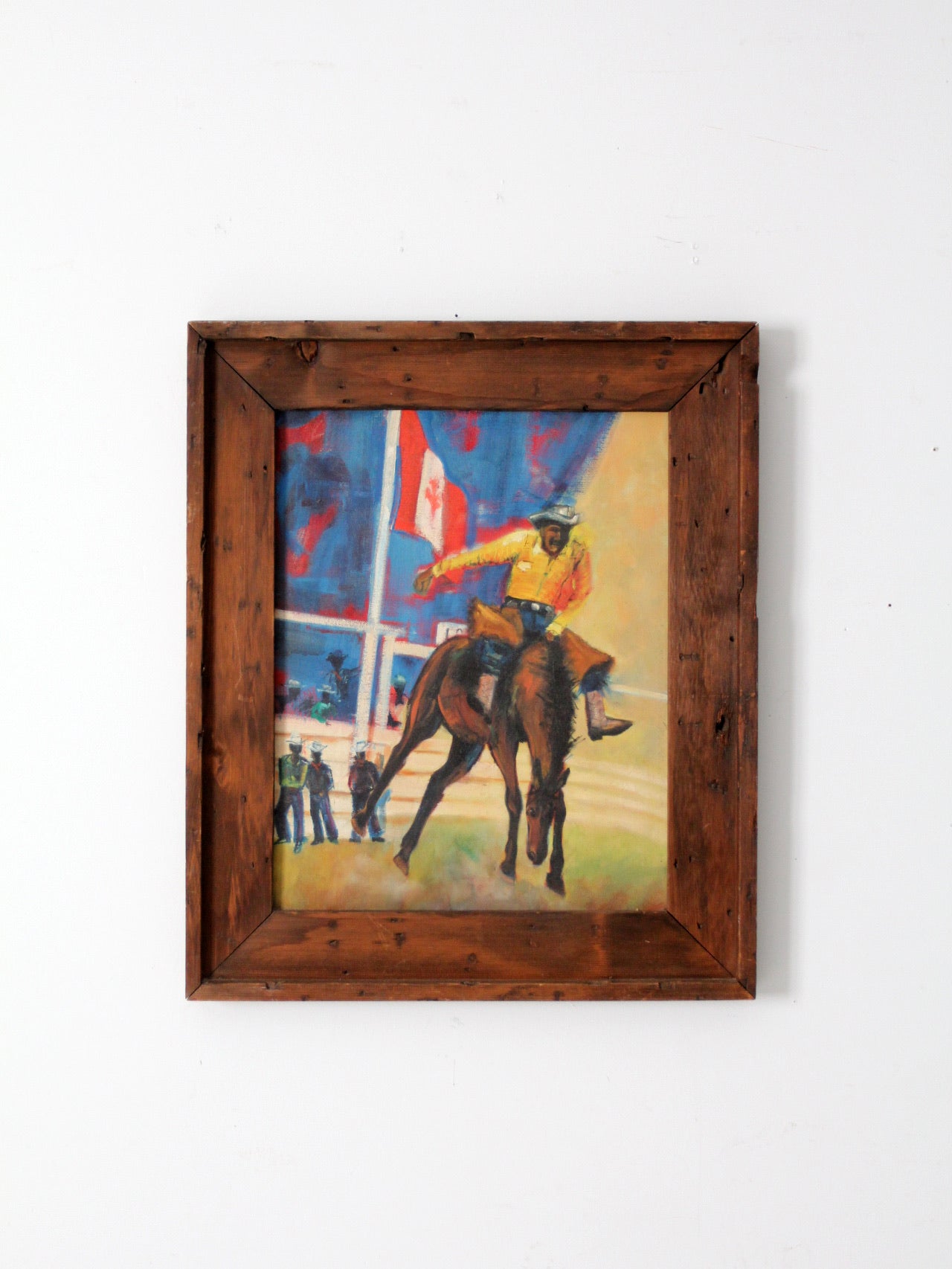 vintage oil painting of rodeo scene