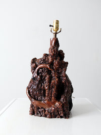 mid-century burl wood lamp