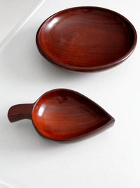 mid-century tropical wooden bowl pair