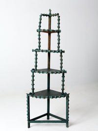 antique folk art spool corner shelf