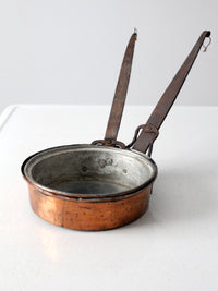 antique copper saute pans pair