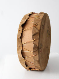 vintage hand painted leather drum