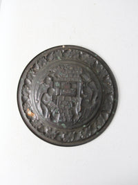 vintage copper raised relief plate