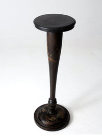 antique plant stand pedestal table with painted Asian scene