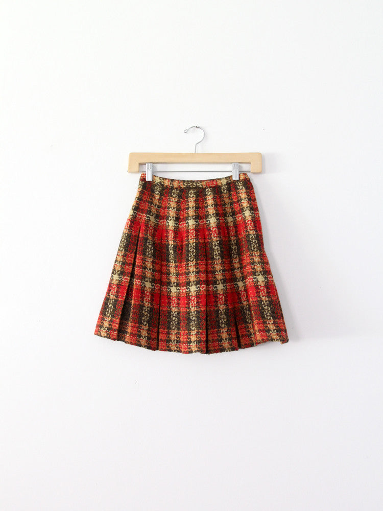 vintage 60s plaid wool skirt