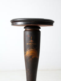 antique plant stand pedestal table with painted Asian scene