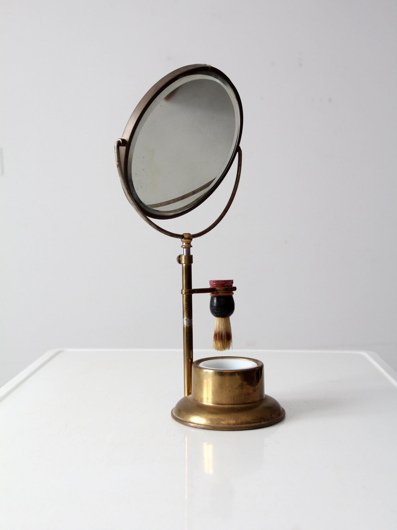antique brass shaving mirror set