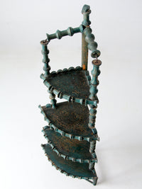 antique folk art spool corner shelf