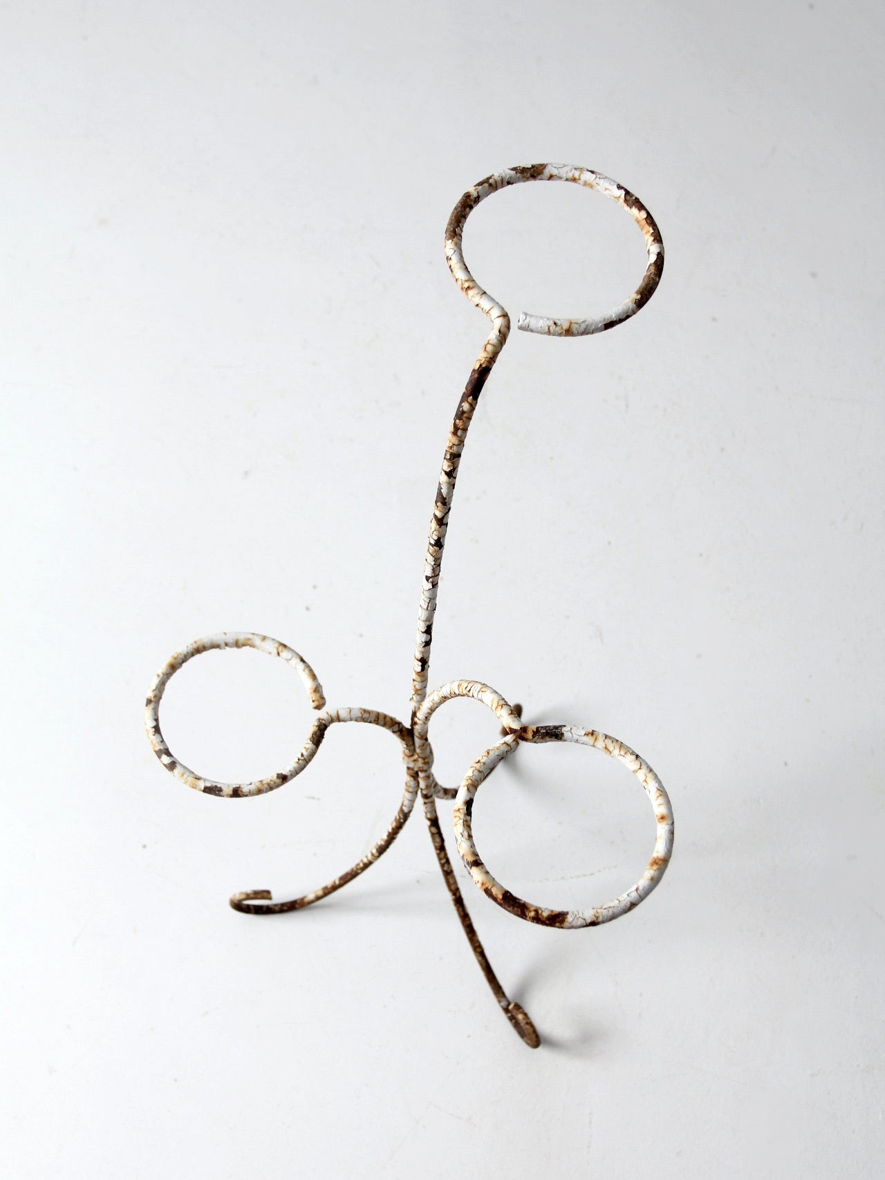 antique white iron plant stand