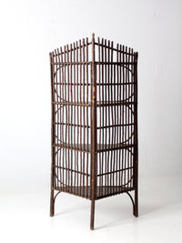 antique rustic twig corner shelf