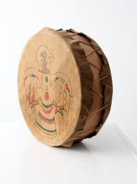 vintage hand painted leather drum