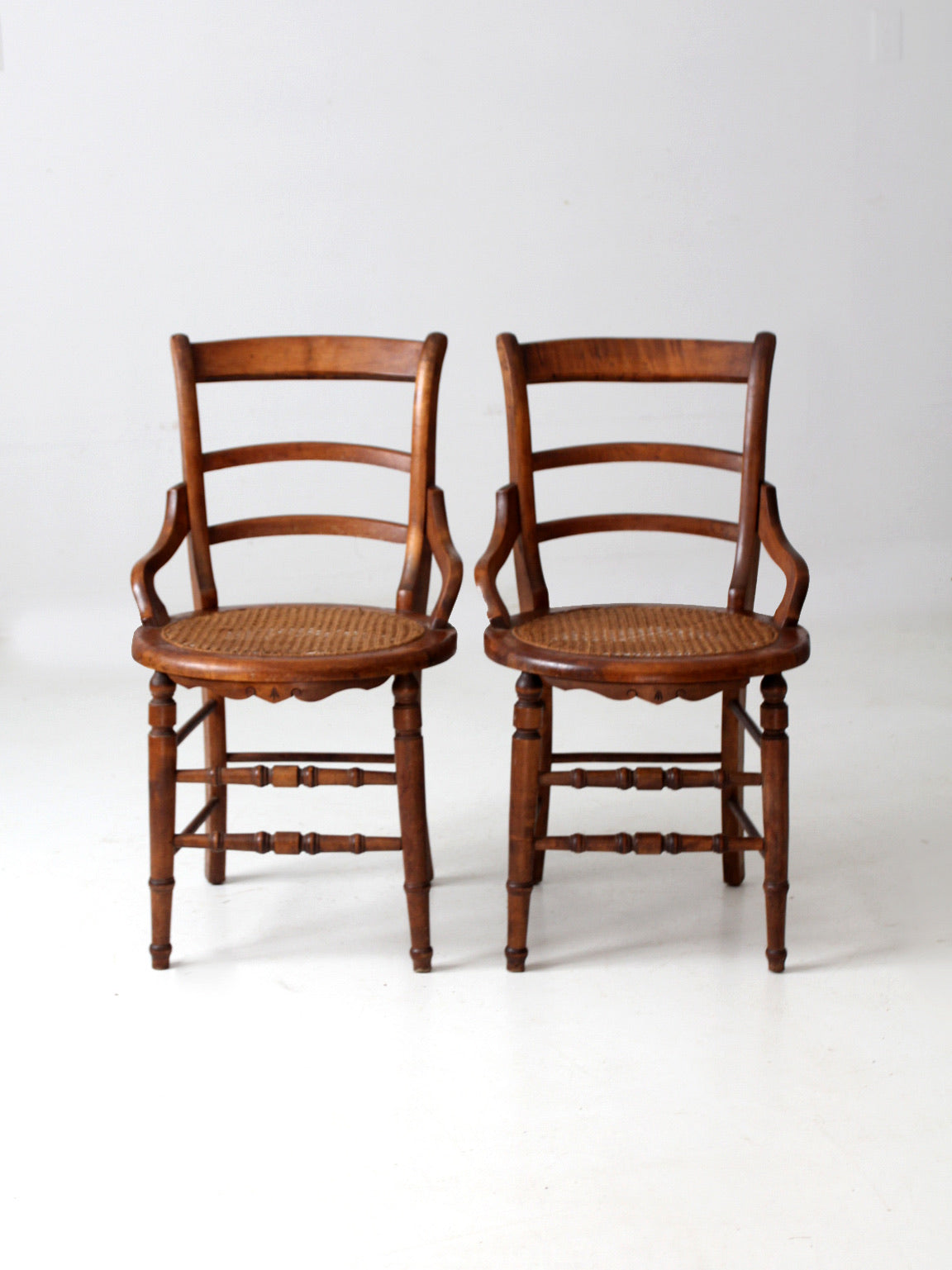 antique Victorian cane seat chairs pair
