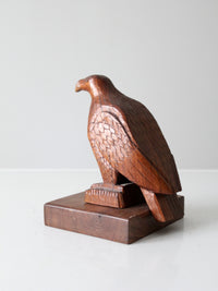 vintage hand carved wood eagle statue