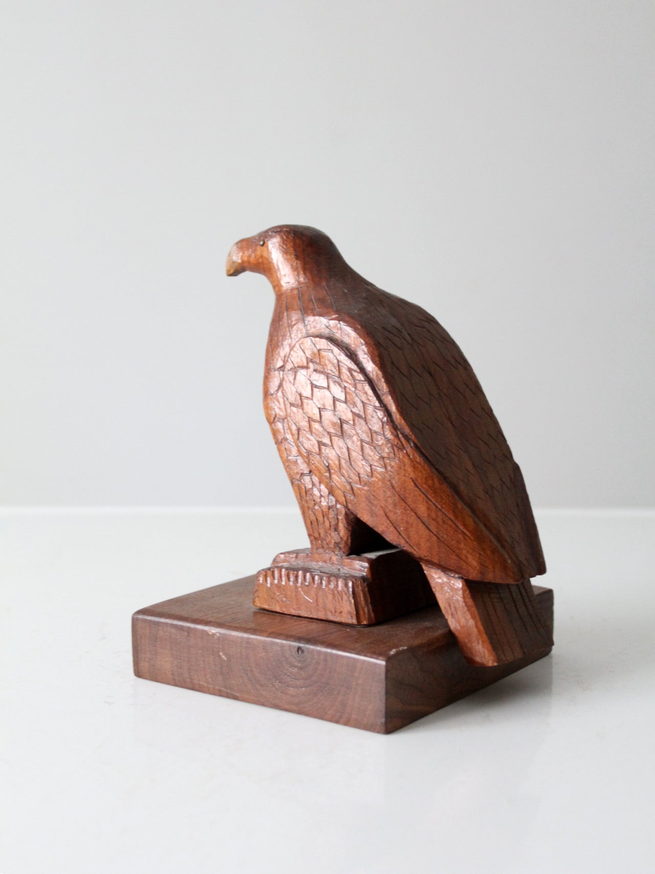vintage hand carved wood eagle statue