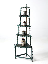 antique folk art spool corner shelf