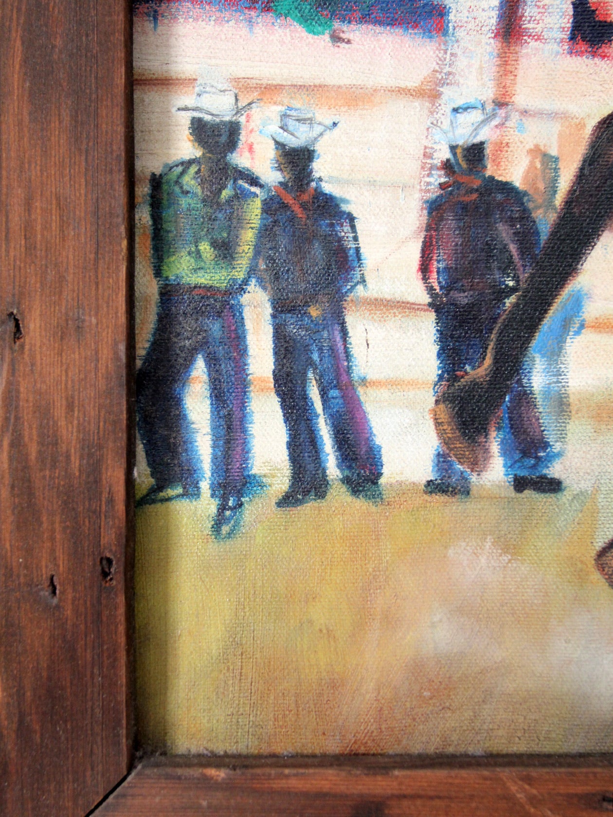 vintage oil painting of rodeo scene