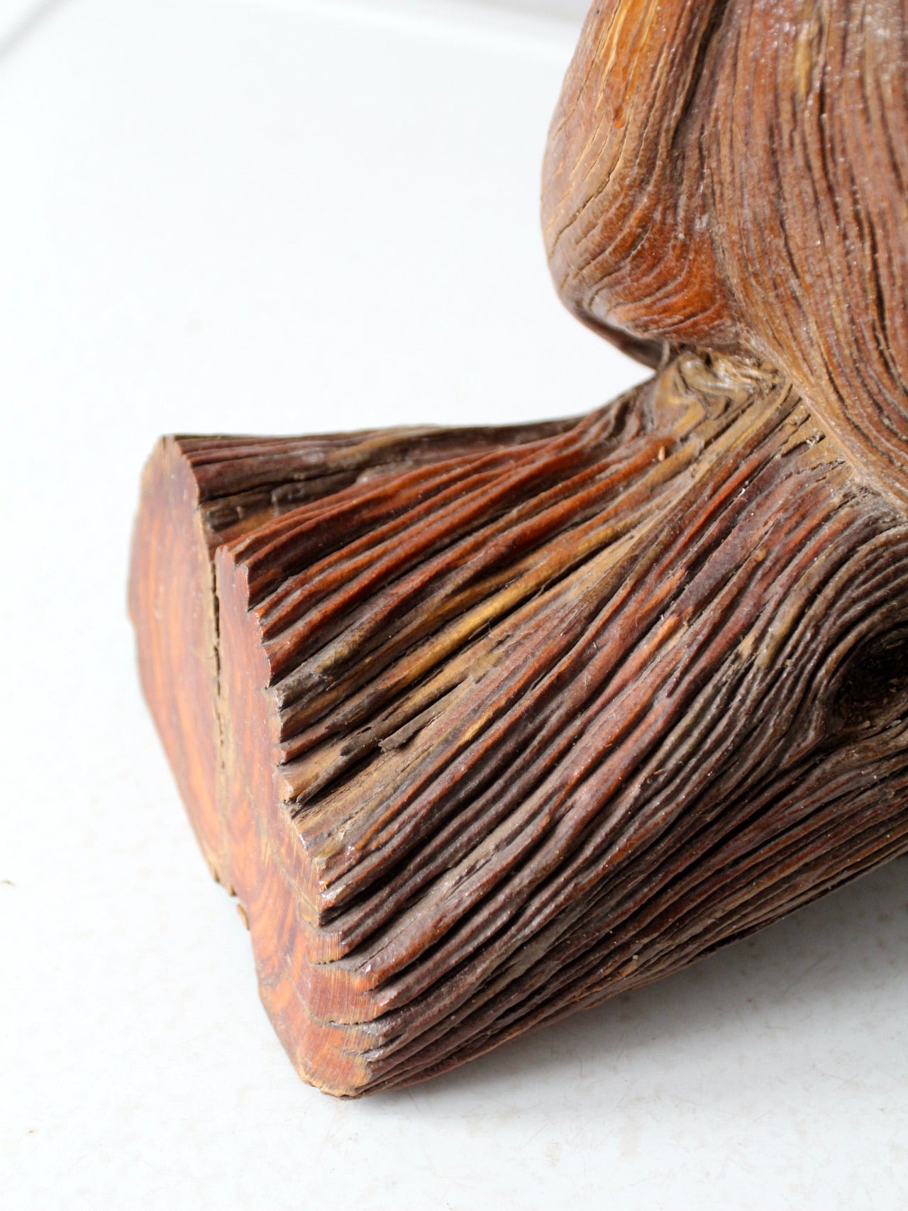 mid-century sculptural wood table lamp