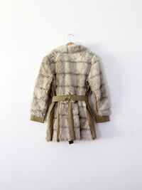 vintage 70s faux fur belted coat