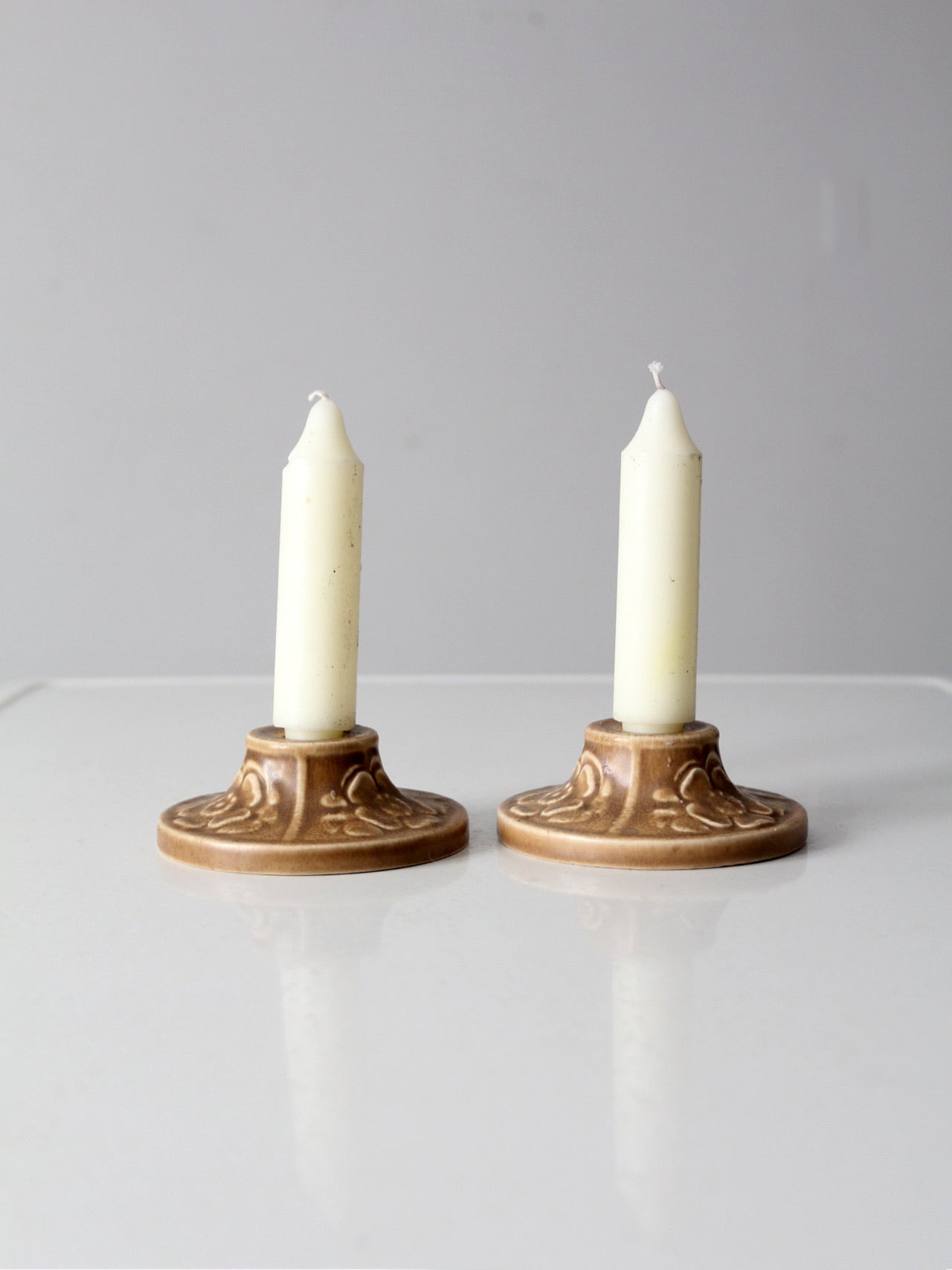 antique Rookwood Pottery candlestick holders pair