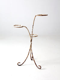 antique white iron plant stand