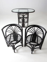 mid-century black rattan dining set