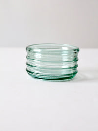 vintage blue glass ribbed bowl