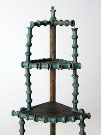 antique folk art spool corner shelf