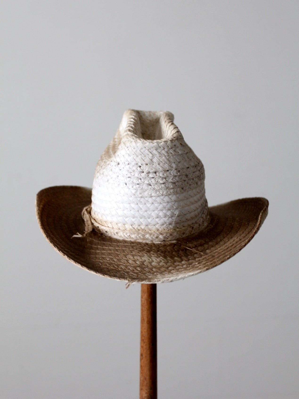 vintage white straw cowboy hat