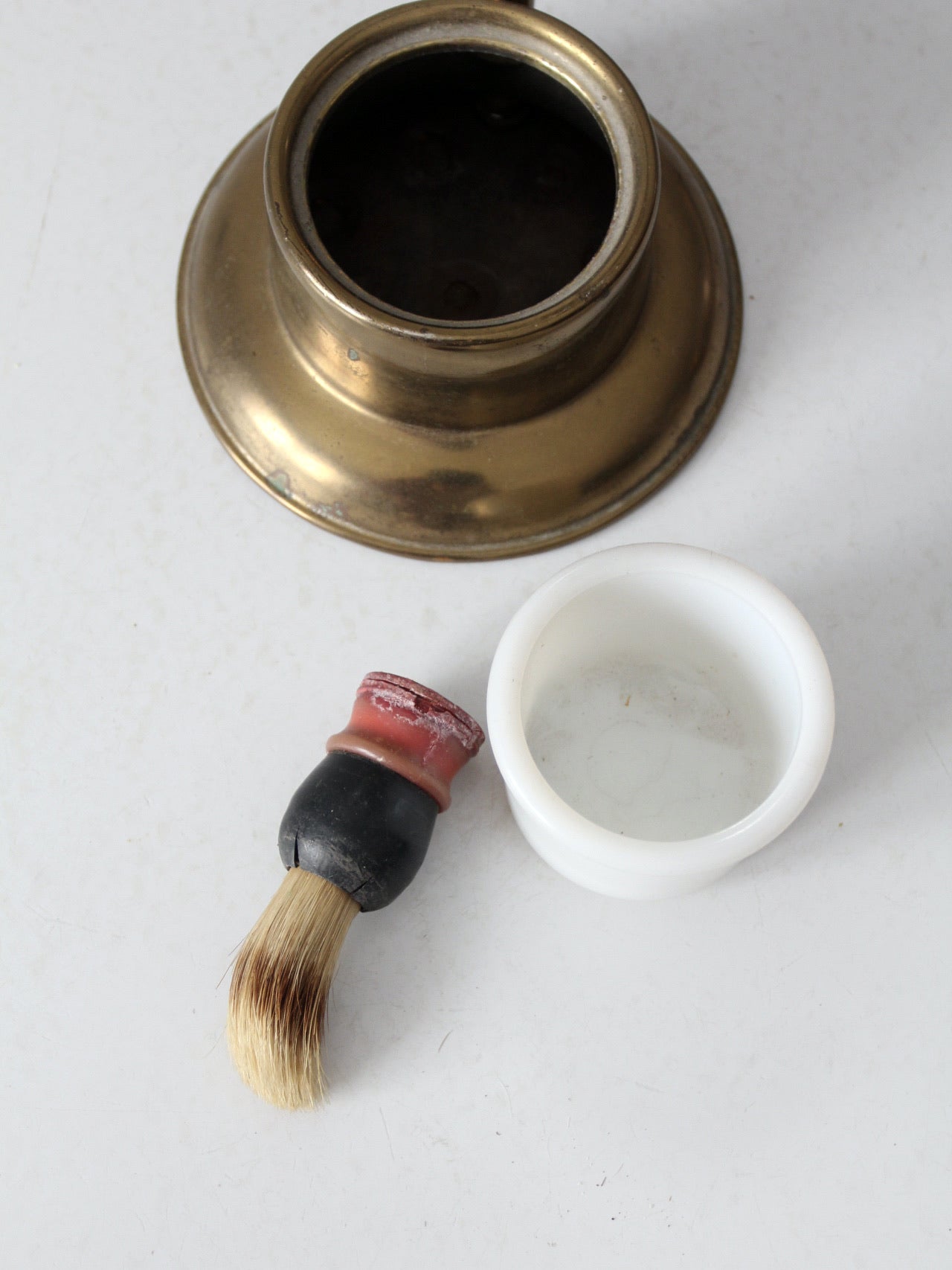 antique brass shaving mirror set