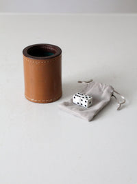 vintage leather dice cup set