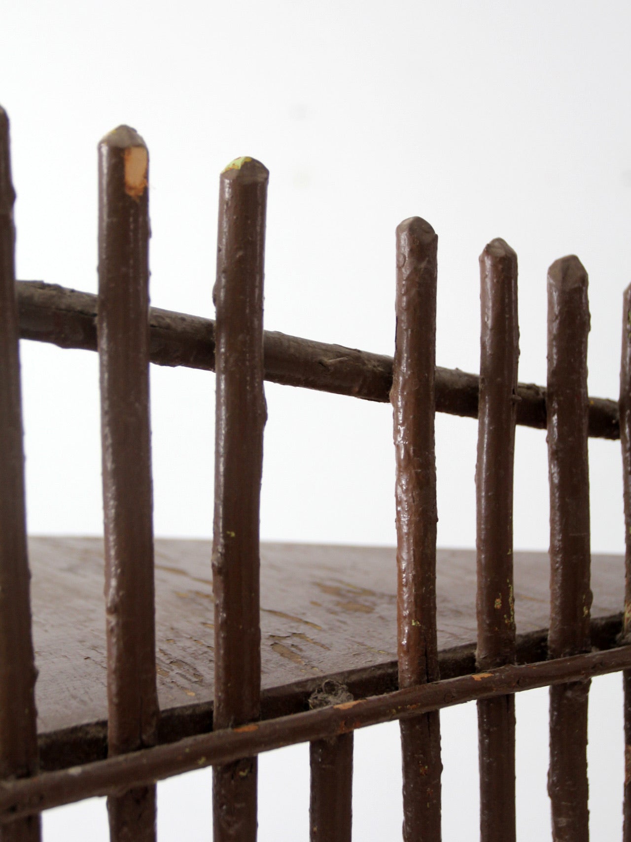 antique rustic twig corner shelf