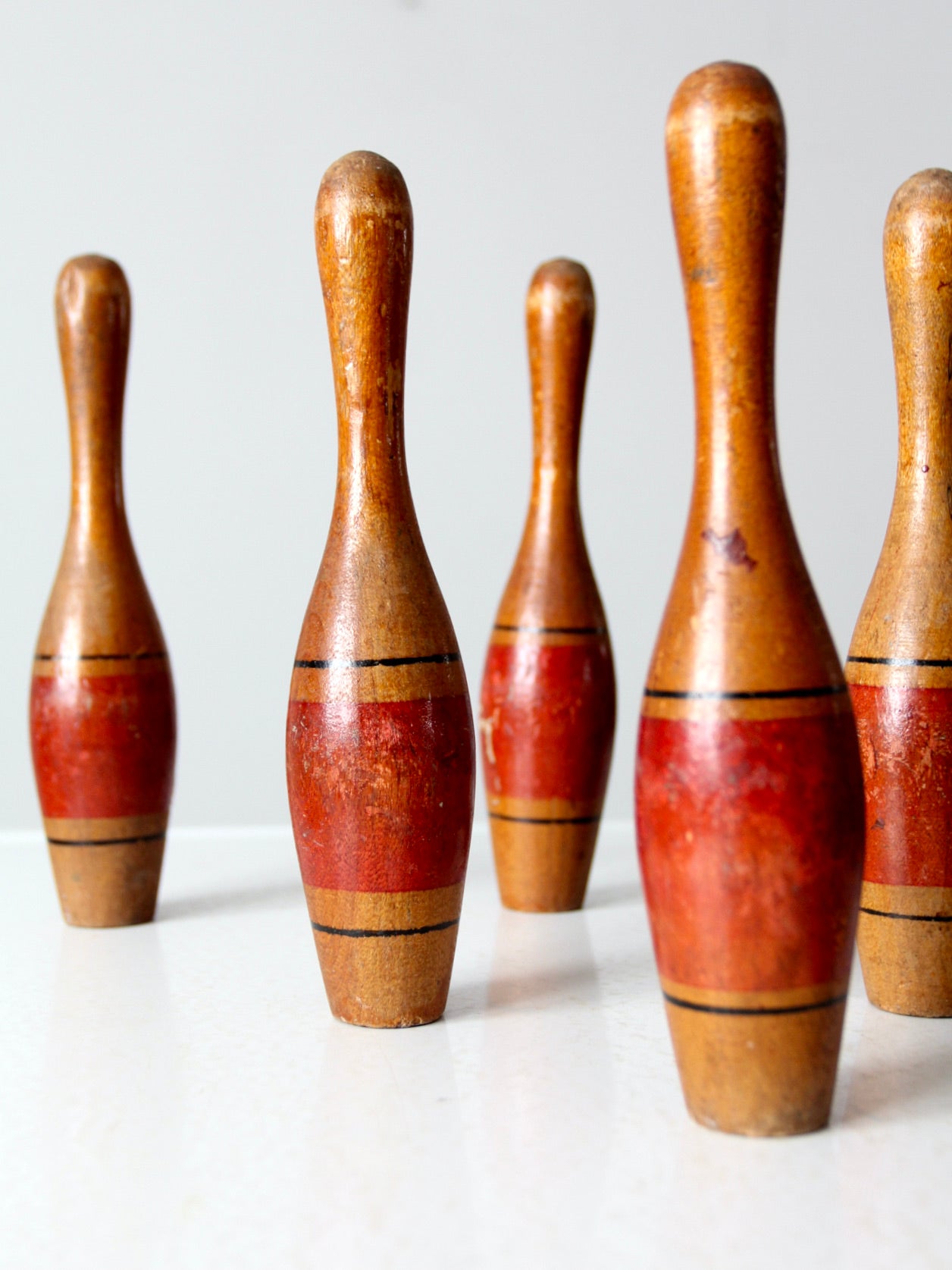 antique wooden skittles set