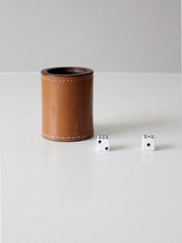 vintage leather dice cup set