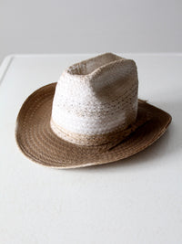vintage white straw cowboy hat