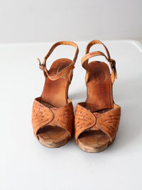vintage 70s leather heels