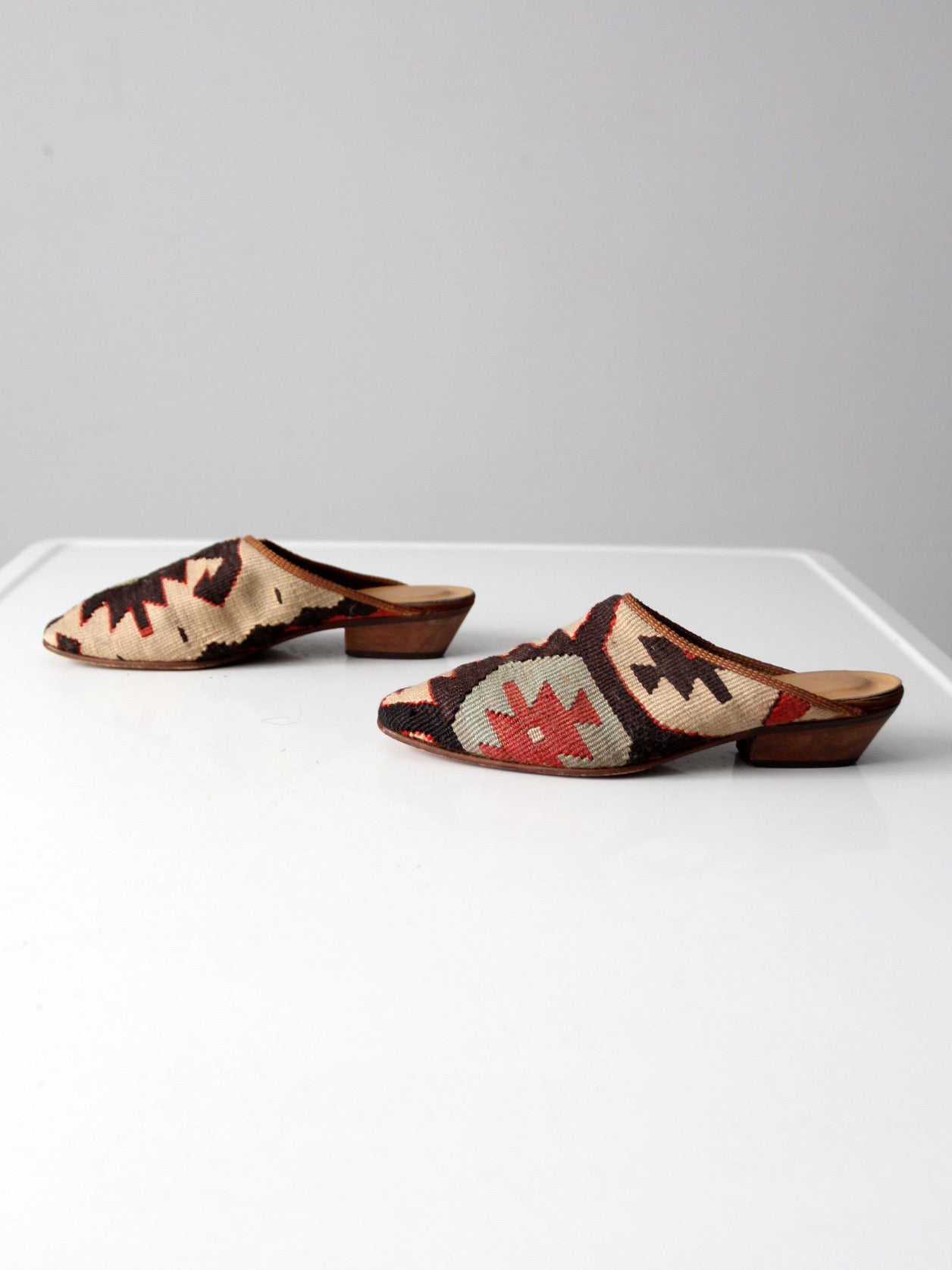 vintage kilim mules, size 8