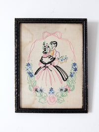 antique framed embroidery wall art
