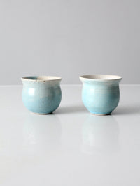 vintage studio pottery cachepots pair