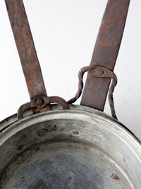 antique copper saute pans pair