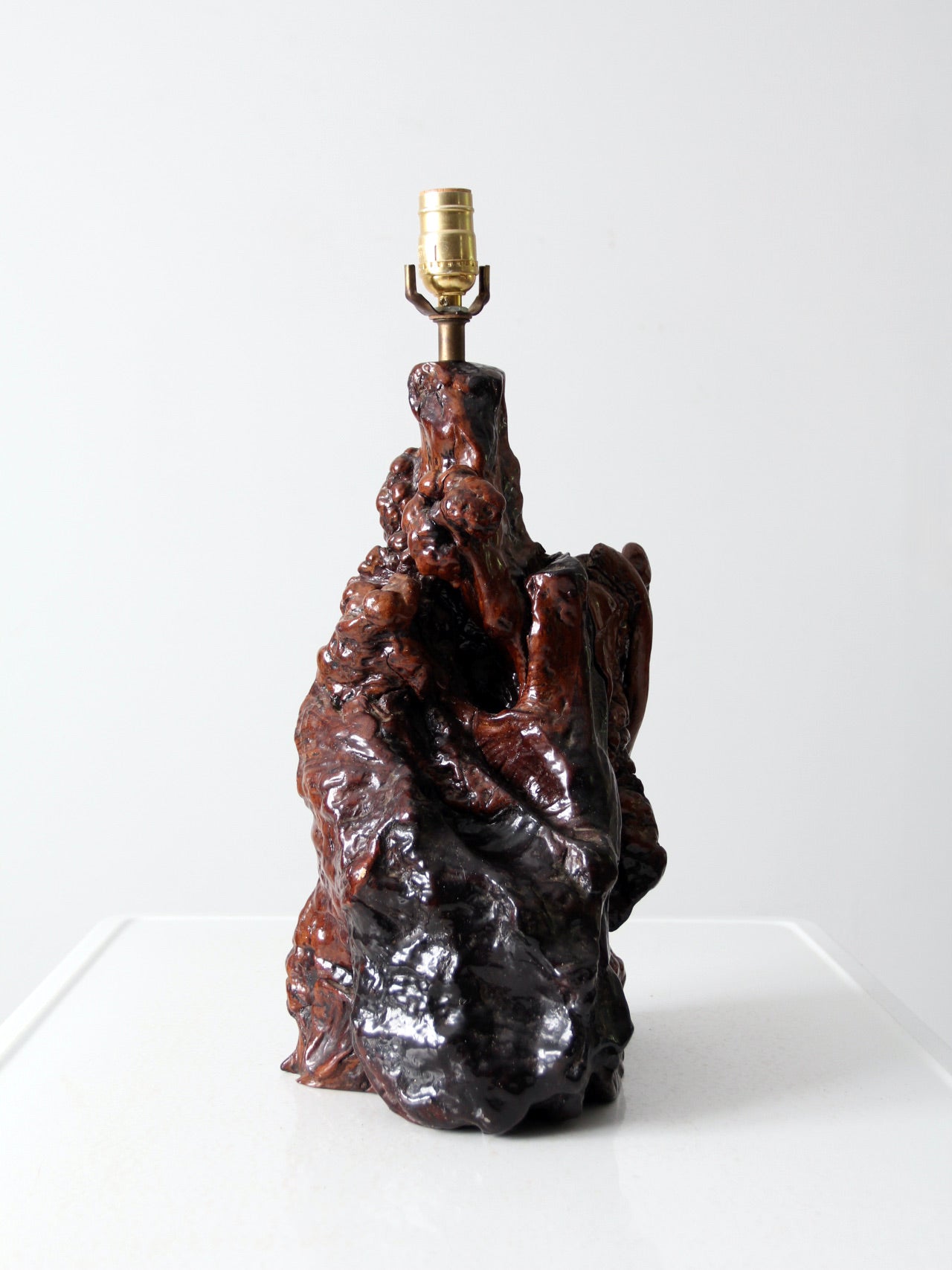 mid-century burl wood lamp