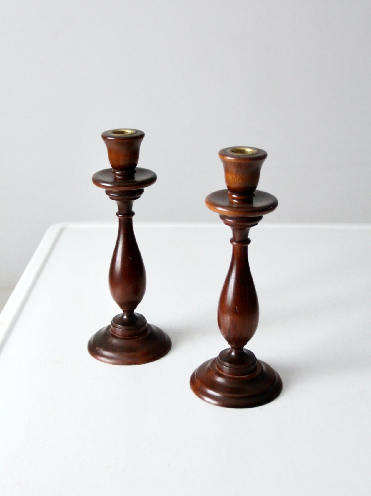 vintage wooden candlestick holders