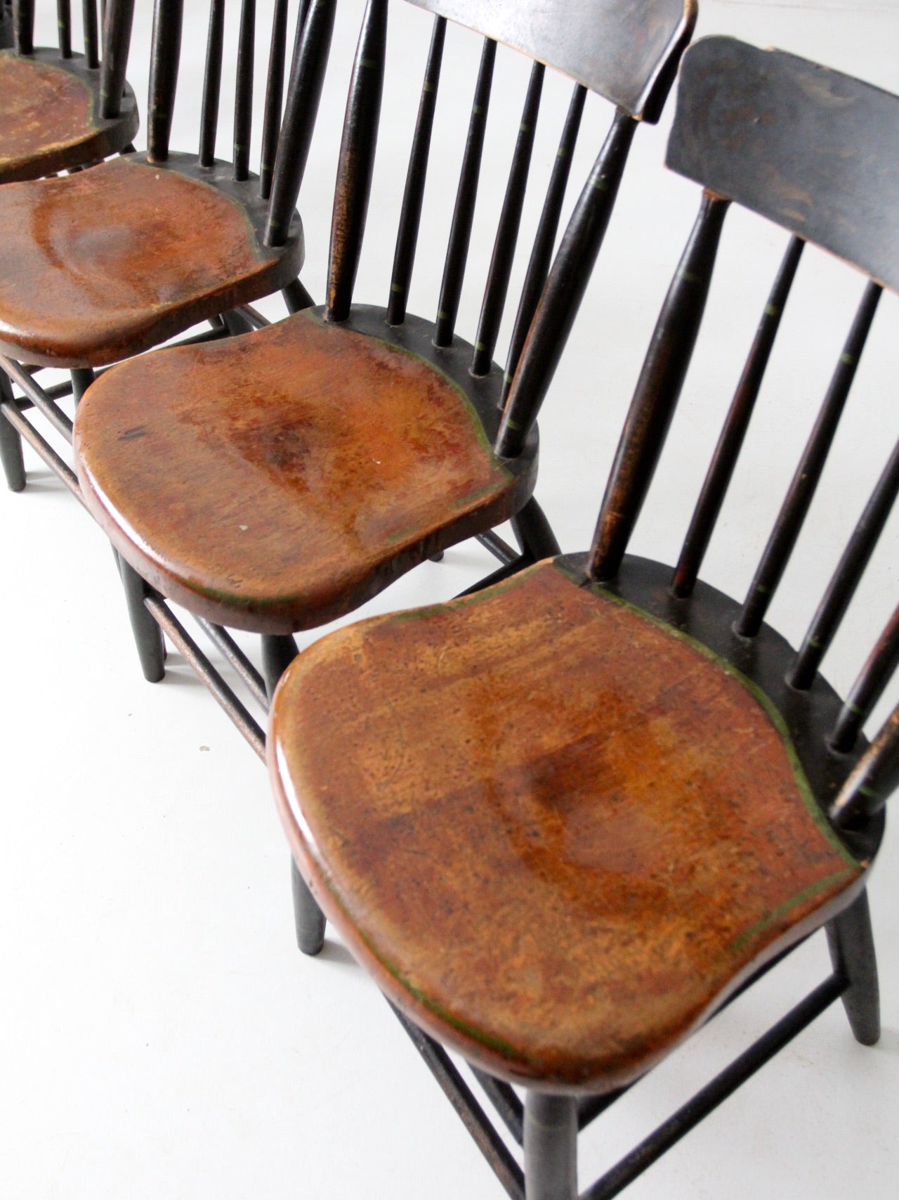 antique plank seat chairs,  set of 7